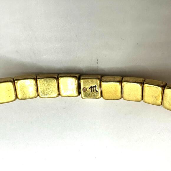 Madewell Stretch Bracelet Set of 2 Gold tone Square Beads Casual Jewelry Preppy - Picture 7 of 8